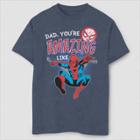 Boys' Marvel Spider-man Amazing Like Dad Short Sleeve T-shirt - Navy Heather