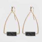 Rectangular Cubed Semi-precious Black Howlite Drop Earrings - Universal Thread Black, Women's,