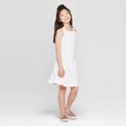 Girls' Ruffle Trim Tank Dress - Art Class White