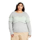 Women's Plus Size Crewneck Laced Pullover Sweater - Sandy Liang X Target Gray