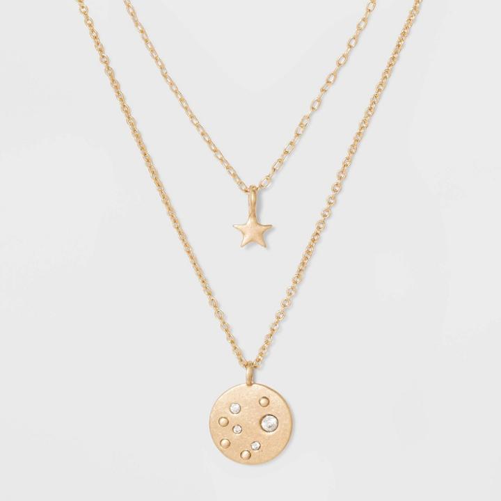 Target Two Rows And Starmap Short Necklace - Gold