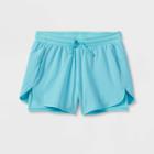 Girls' Double Layer Run Shorts - All In Motion Neon Blue