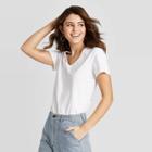 Women's Relaxed Fit Short Sleeve V-neck T-shirt - Universal Thread White