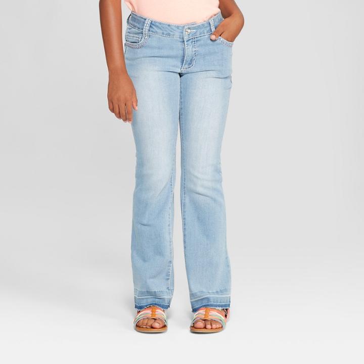 Girls First Girls' Amy Stretch Bootcut Bling Jeans - Light Vintage Stone Denim