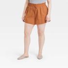 Women's Plus Size High-rise Pull-on Shorts - A New Day Brown