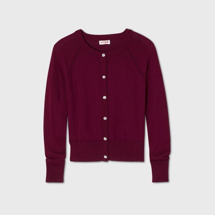 Girls' Cardigan Sweater - Cat & Jack Burgundy