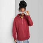 Women's Oversized Quarter Zip Pullover - Wild Fable Burgundy