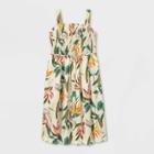 Women's Plus Size Floral Print Smocked Tank Dress - Ava & Viv Cream X, Ivory