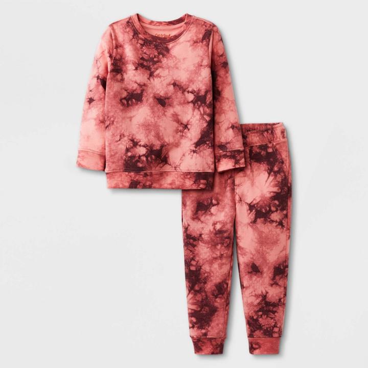 Toddler Boys' 2pc Tie-dye Long Sleeve Fleece Crew And Jogger Set - Cat & Jack Pink