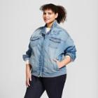 Women's Plus Size Embroidered Denim Trucker Jacket - Universal Thread Light Wash