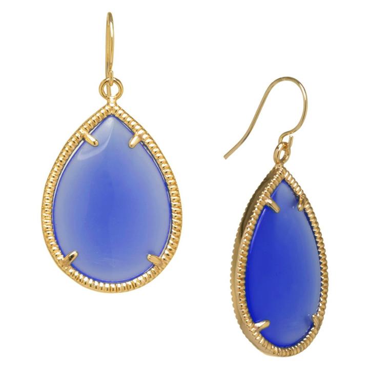 Distributed By Target Gold Plated Blue Drop Earrings - Gold/blue, Size: L:
