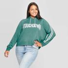 Grayson Threads Women's Touchdown Plus Size Cropped Hoodie Sweatshirt (juniors') - Teal 2x, Women's, Size: