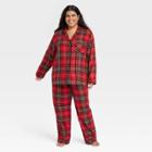 Women's Plus Size Holiday Tartan Plaid Flannel Matching Family Pajama Set - Wondershop Red
