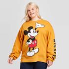 Women's Disney Mickey Mouse Plus Size Oversized Sweatshirt (juniors') - Yellow 1x, Women's,
