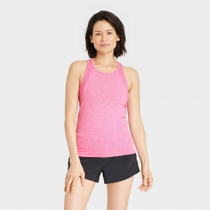 Women's Seamless Crewneck Athletic Tank Top - All In Motion Neon Pink
