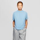 Women's Short Sleeve Elastic Neck Blouse - Prologue Blue