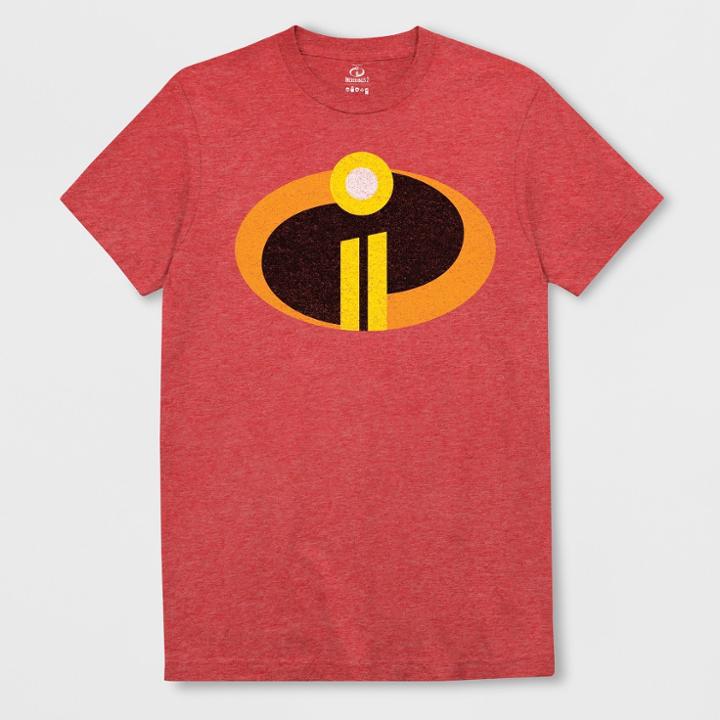 Disney Men's Short Sleeve The Incredibles Crew T-shirt - Red Heather