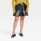 Women's Plus Size Faux Leather Mini Skirt - Ava & Viv Black X