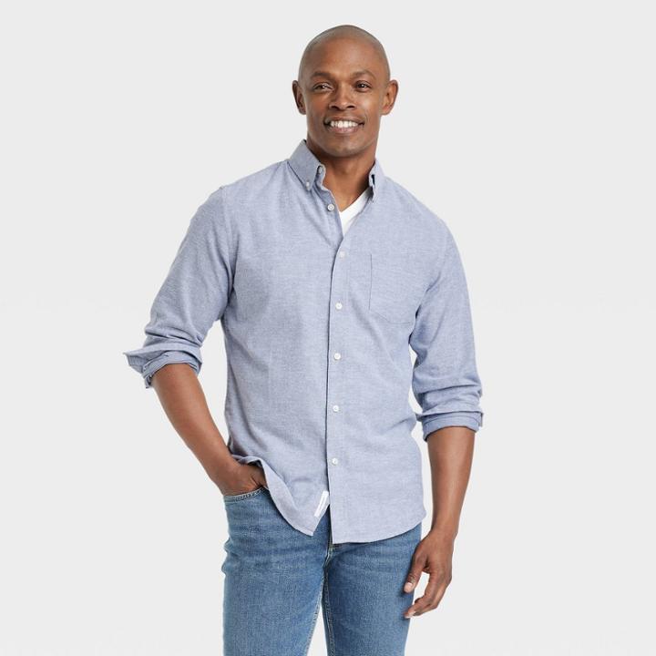 Men's Stretch Oxford Long Sleeve Button-down Shirt - Goodfellow & Co