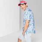 Men's Printed Short Sleeve Button-down Shirt - Original Use Graphite Blue
