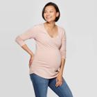 Maternity Long Sleeve Scoop Neck Shirred T-shirt - Isabel Maternity By Ingrid & Isabel Smoked Pink