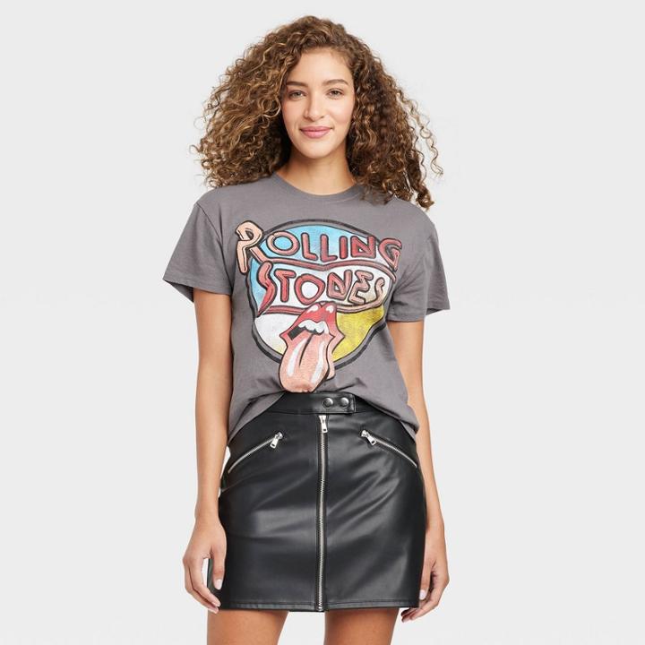 Women's The Rolling Stones Retro Short Sleeve Graphic T-shirt - Charcoal Gray