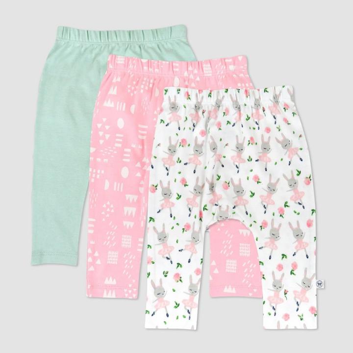Honest Baby 3pk Tu-tu Cute Cuff-less Harem Pants - Pink