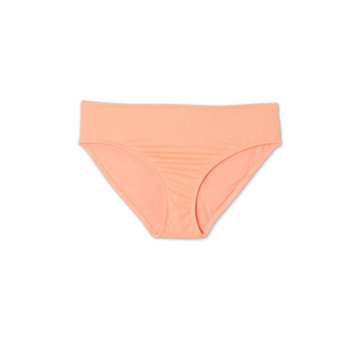 Junoirs' Sustainably Made Plus Size Ribbed Hipster Bikini Bottom - Xhilaration Coral