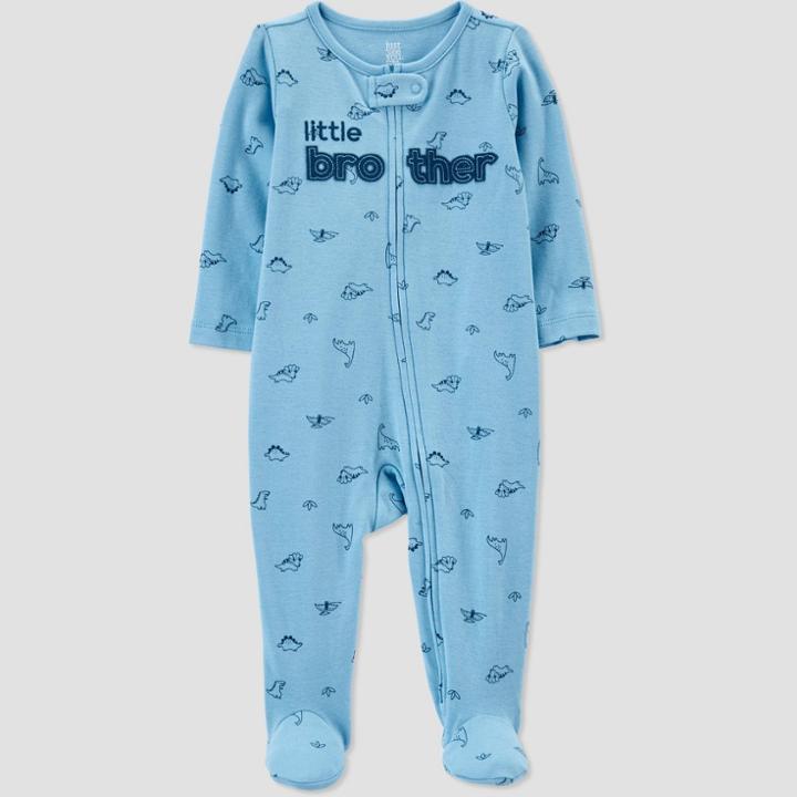 Baby Boys' Dino 'little Brother' Footed Pajama - Just One You Made By Carter's Blue Newborn