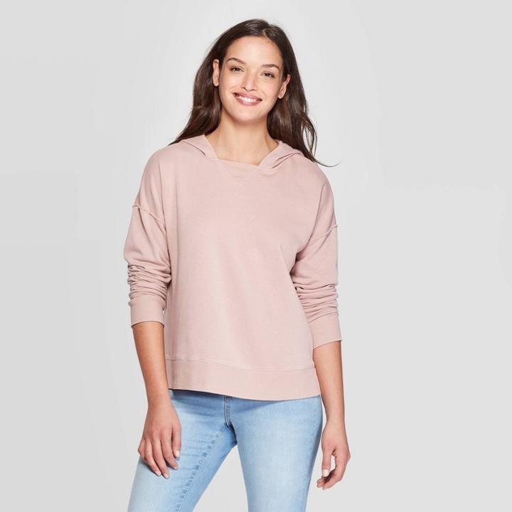 Women's Long Sleeve Fleece Hoodie Sweatshirt - Universal Thread Pink M,