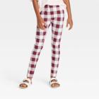 Girls' Plaid Leggings - Cat & Jack Cream/burgundy