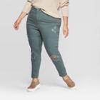Women's Plus Size High-rise Distressed Skinny Jeans - Universal Thread Green