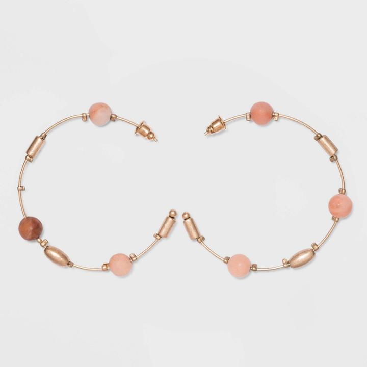 Semi-precious Orange Aventurine And Cylinder Spacer Beaded Hoop Earrings - Universal Thread Orange