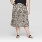 Women's Plus Size Leopard Print Pleated Midi Skirt - Ava & Viv Brown X