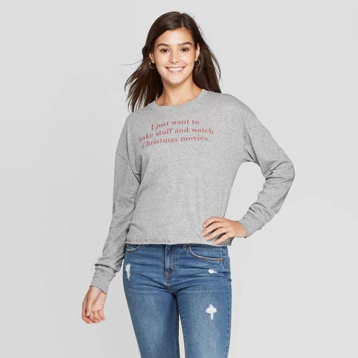 Fifth Sun Women's Christmas Routine Long Sleeve T-shirt (juniors') - Athletic Heather