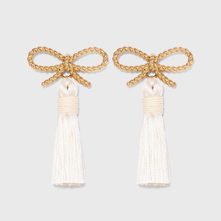 Sugarfix By Baublebar Braided Bow Tassel Earrings - Ivory