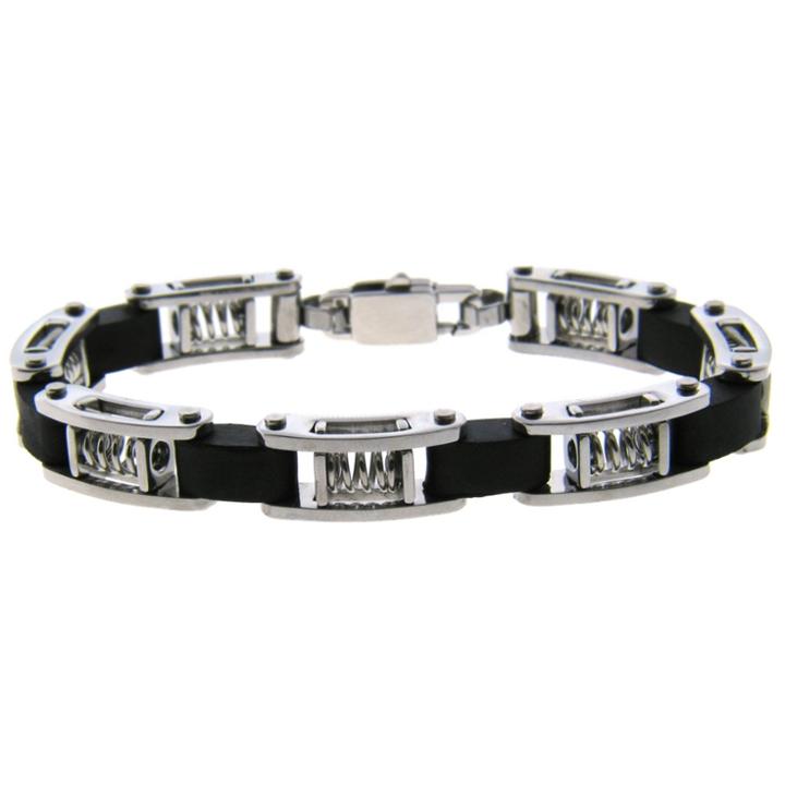 Distributed By Target Men's Stainless Steel And Rubber Bracelet With Spring