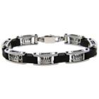 Distributed By Target Men's Stainless Steel And Rubber Bracelet With Spring