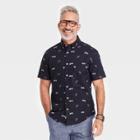 Men's Regular Fit Stretch Poplin Short Sleeve Button-down Shirt - Goodfellow & Co Deep Navy