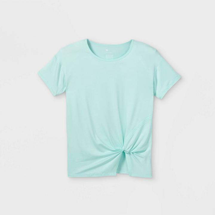 Girls' Short Sleeve Split Hem Studio T-shirt - All In Motion Aqua