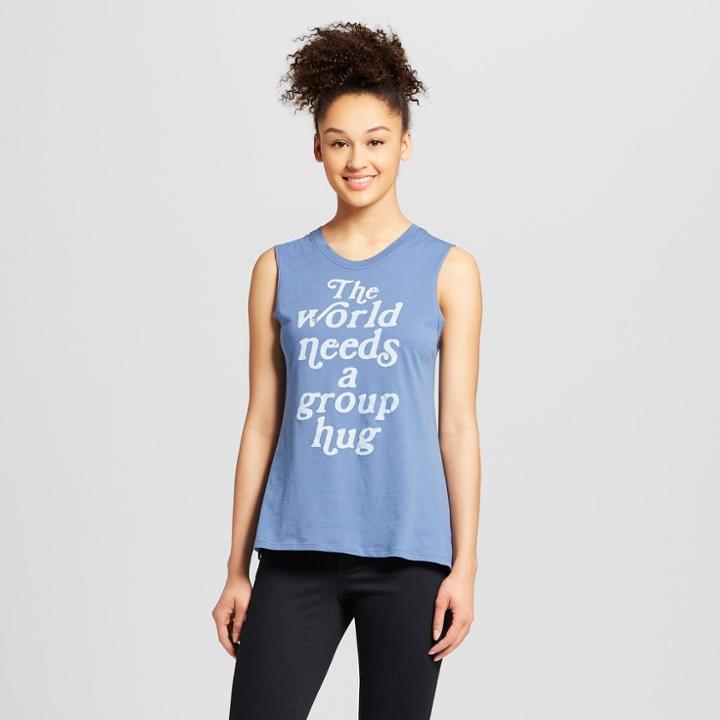Zoe+liv Women's The World Needs A Group Hug Earth Day Graphic Tank Top - Awake (juniors') Navy