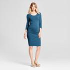 Maternity 3/4 Sleeve Shirred T-shirt Dress - Isabel Maternity By Ingrid & Isabel Blue/green Heather