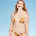 Women's Triangle Bikini Top - Xhilaration Orange Floral L, Women's,