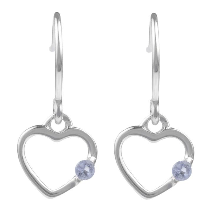 Journee Collection 1/10 Ct. T.w. Round-cut Cz Heart Dangle Pave Set Earrings In Sterling Silver - Lavender, Girl's