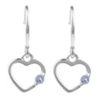 Journee Collection 1/10 Ct. T.w. Round-cut Cz Heart Dangle Pave Set Earrings In Sterling Silver - Lavender, Girl's