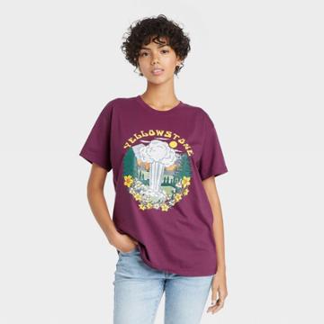 National Park Foundation Women's Yellowstone Hot Springs Short Sleeve Graphic T-shirt - Purple