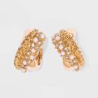 Pearl And Crystal Huggie Hoop Earrings - A New Day Gold