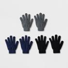 Boys' 3pk Solid Magic Gloves - Cat & Jack Navy/gray/black (blue/gray/black)