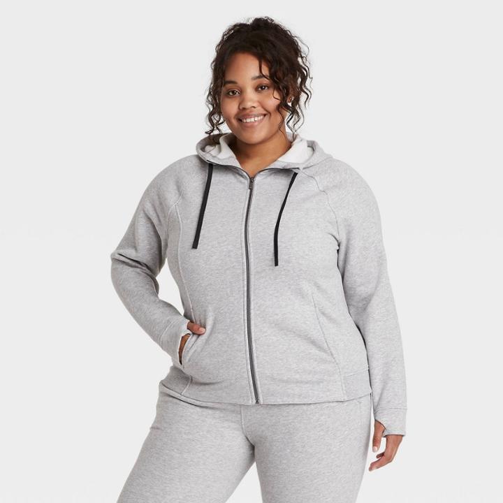Women's Plus Size Core Fleece Hoodie - All In Motion Charcoal Heather