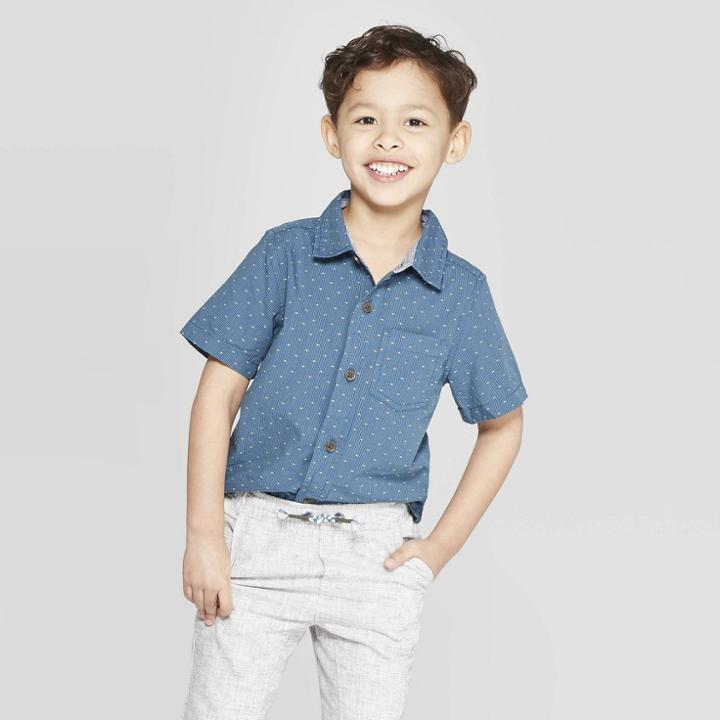 Toddler Boys' Clipspot Button-down Shirt - Cat & Jack Blue